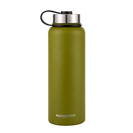 KANGFUTE Water Bottle 18/8 Stainless Steel, Insulated Wide Mouth Double Walled Vacuum Thermos Flask (19oz 21oz 26 oz 32oz 38oz)