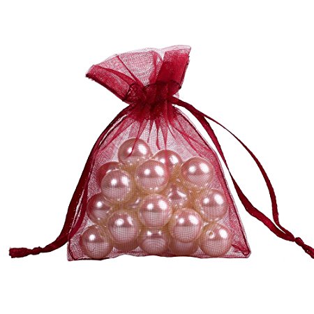 Ling's moment 3x4 Inch Sheer Organza Gift Candy Bags (50, Dark Red / Burgundy)
