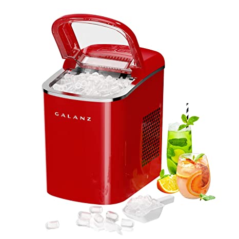 Galanz GLCI26RDR3A Countertop Maker, LED Display, Making 26 lbs Ice in 24 Hrs, 2.1 Cu.Ft, Retro Red