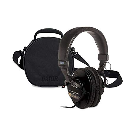 Sony MDR7506 Professional Large Diaphragm Headphone with Gator Cases G-Club Series G-CLUB-HEADPHONE Carry Case for DJ Style Headphones/Accessories