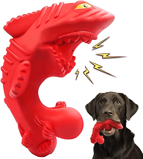 Rmolitty Squeaky Dog Toys for Aggressive Chewers, Tough Dog Chew Toys for Aggressive Chewers Indestructible Durable Dog Chew Toys for Large Medium Breed Dog with Non-Toxic Natural Rubber