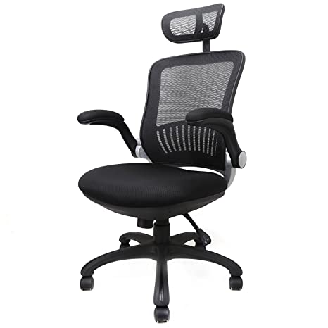 Office Chairs, Komene Ergonomic Mesh Desk Chairs High Back Computer Task Chairs with Adjustable Backrest, Headrest, Armrest and Seat Height for Conference Room (Black)