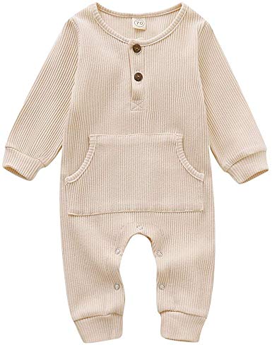 GRNSHTS Baby Boys Girls Jumpsuit Unisex Toddler Long Sleeve with Pocket Autumn Winter Outfit