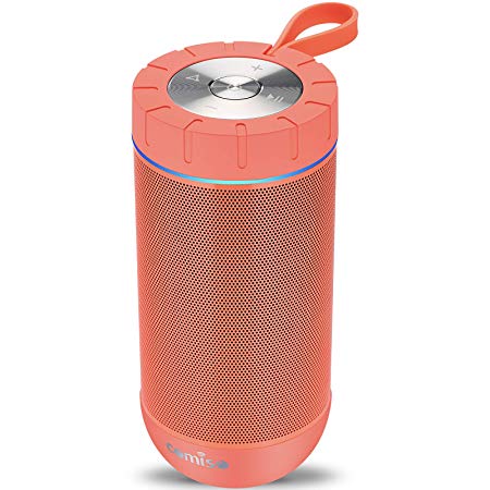 COMISO Waterproof Bluetooth Speakers Outdoor Wireless Portable Speaker with 24 Hours Playtime Superior Sound for Camping, Beach, Sports, Pool Party, Shower (Coral Red)