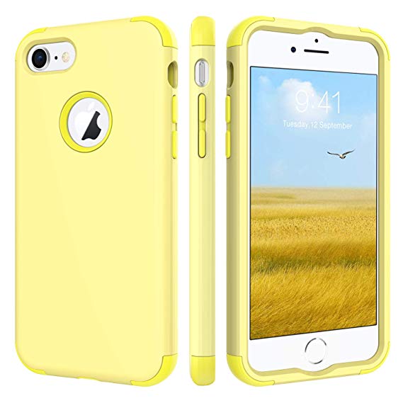 BENTOBEN Case for iPhone 8/iPhone 7, Three Layer Heavy Duty Shockproof Hybrid Coated Full-Body Protective Rugged Bumper Girl Women Phone Cover Case for Apple iPhone 8/7 (4.7 Inch), Cute Jelly Yellow