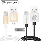 iPhone 6 Cable 2 Pack of iOrange-E8482 Apple Certified 6 Ft 18M 8 Pin Lightning Cable with Premium Aluminum Connector for iPhone 6 6 Plus 5S 5C 5 iPad Air iPad 4th Gen iPad Mini iPad Mini with Retina Display iPod Touch 5th Gen and iPod Nano 7th Gen Black and White