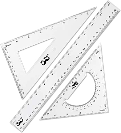 Mr. Pen- Triangle Ruler, Square and Ruler Set, Ruler Set, 3 Pack, Set Square, Geometry Set, Square Ruler, Protractor for Geometry, School Geometry Set, Math Protractor, Geometry Rulers, Math Ruler