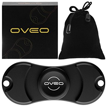 OVEO Fidget Spinner Aluminum Alloy, EDC Hand Toy Anti-Anxiety, For Relieving, ADHD, ADD, Autism, Relax and Focus, Stress Reducer, Boredom, Premium Quality (Black)