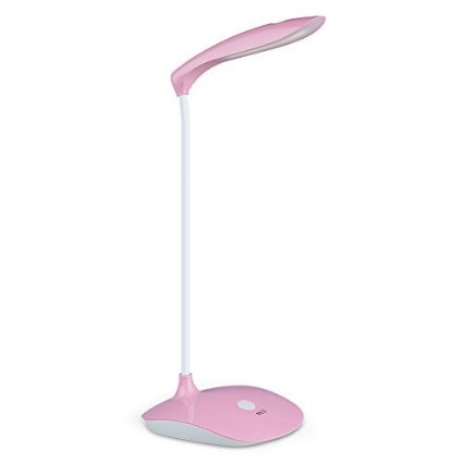 Table Lamp Smart Touch Control LED Desk Lamp USB Powered Eye Care Lamp Dimmable Reading Light Book Light Adjustable Brightness Pink No Battery