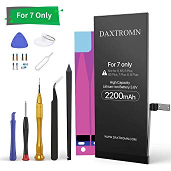 Replacement Battery for iPhone 7, DAXTROMN 2200mAh High Capacity Li-ion Battery 0 Cycle - with Complete Repair Tool Kits and Adhesive Strips - 2 Years Warranty
