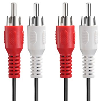 Fosmon (50 FT) 2RCA Male to 2RCA Male Stereo Audio Cable, Composite Audio [Right/Left] 2 RCA Plug M/M Connector Red & White for A/V Reciever, Amplifier, Projector, Home Theater and More