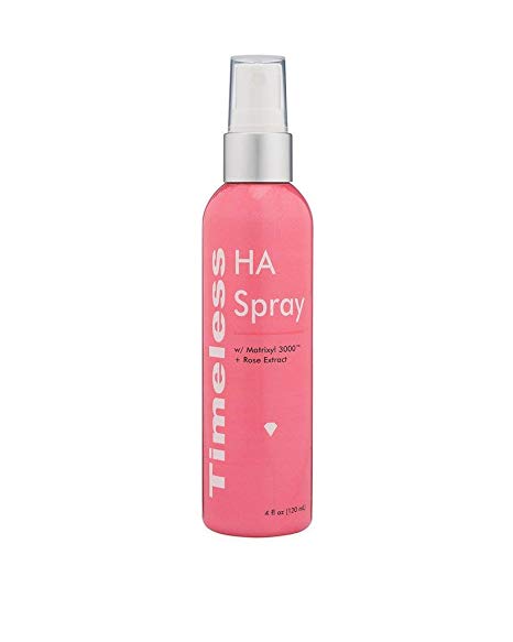 TIMELESS HA SPRAY: HYALURONIC ACID, MATRIXYL 3000 All-in-One Moisturizing Anti-aging Refreshing Spray with 4 oz / 120 ml (Rose)