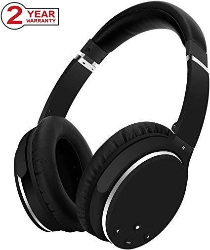 Active Noise Cancelling Headphones,Bluetooth Headphones with Microphone, Over-Ear Deep Bass Wireless Hi-Fi Stereo Headphones for Cell Phone/TV/PC -Black