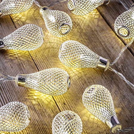 Auraglow Set of 12 Battery Operated 2.5m Indoor String LED Fairy Lights with Warm White Glow - Teardrops