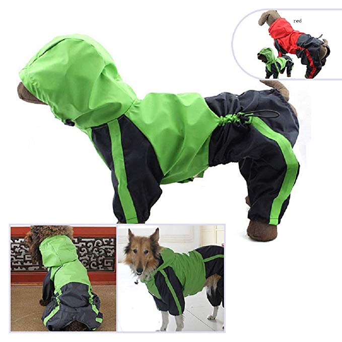 Pet Apparel Dog Clothing Clothes Rain Snow Coats Waterproof Raincoats 4 Four Legs Raincoat for Small Medium Large Big Size Dogs Adorable Hoodie Costumes for Golden Retriever Labrador Chihuahua Poodle