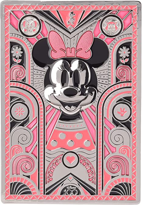 Disney 100th Anniversary Minnie Mouse Large Stain Class Pin, Pack of 1, 500 Limited Edition Collectors Pins, Themed Jewelry, Pink Translucent and Opaque Enamel, 4” x 2.75”, Amazon Exclusive