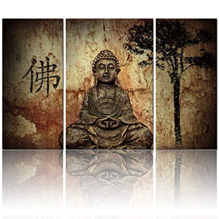 Visual Art Buddhist Love, 3pcs Framed and Ready Wall Hang, Buddha Canvas Prints, Home Decor Paintings