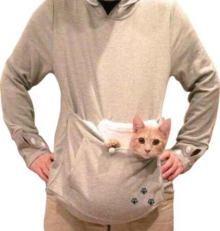 Bodewomen Large Pocket Pet Cat Hoodie Fleece
