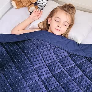 yescool Weighted Blanket Kids 5 lb Blue Warm Weighted Throw Blanket Minky Plush Heavy Blanket Microfiber Small Fleece Blanket Cooling Heating Weighted Comforter, 36 * 48in