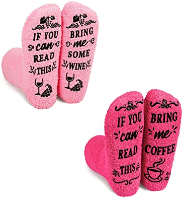 Zmart Unisex If You Can Read This Fuzzy Socks for Men Women-Funny Saying Cozy Warm Fluffy Soft Slipper Home Sleeping Socks