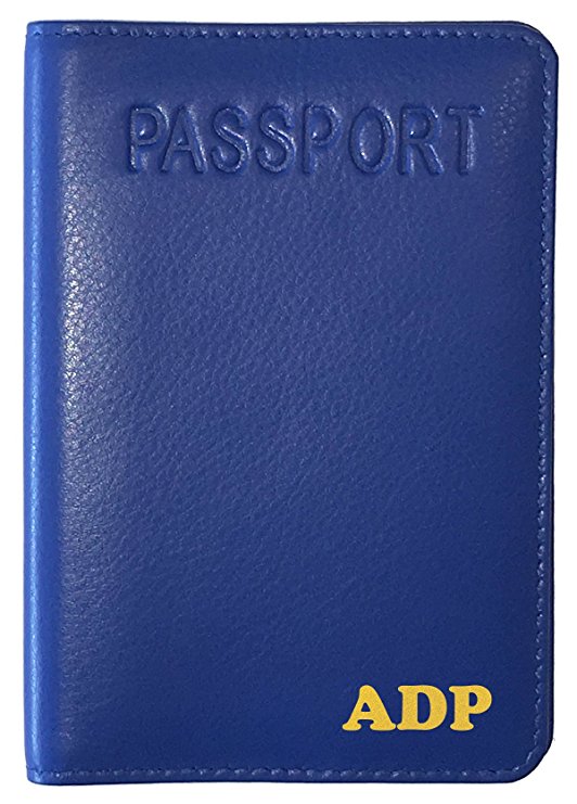 Personalized Monogrammed Leather RFID Passport Cover Holder