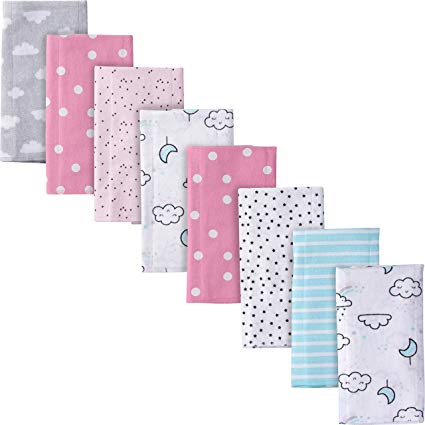 Gerber Baby Girls' 8-Pack Flannel Burp Cloth