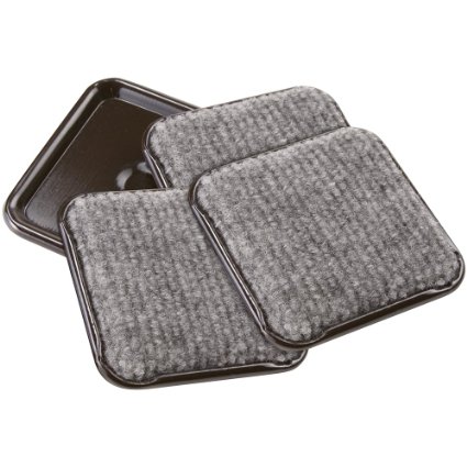 Furniture Caster Cups with Carpeted Bottom for Hard Floor Surfaces (4 piece) - 2-1/2" Square, Brown