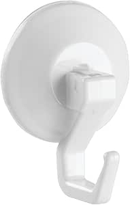 iDesign Power Lock Bathroom Shower Plastic Suction Cup Hooks for Loofah - Set of 2, White