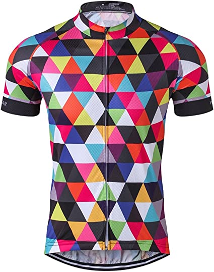 Weimostar Men's Cycling Jersey Short Sleeve Bike Clothing Multicolored Diamond