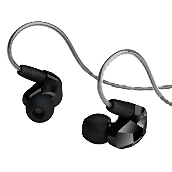 GranVela X9 Dual Drives In-Ear Monitor, Noise isolation Earbuds with Microphone, Ergonomic Comfort-fit and Detachable Cables - Black