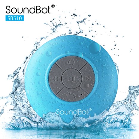 SoundBot® SB510 HD Water Resistant Bluetooth 3.0 Shower Speaker, Handsfree Portable Speakerphone with Built-in Mic, 6hrs of playtime, Control Buttons and Dedicated Suction Cup for Showers, Bathroom, Pool, Boat, Car, Beach, & Outdoor Use (Zebra)