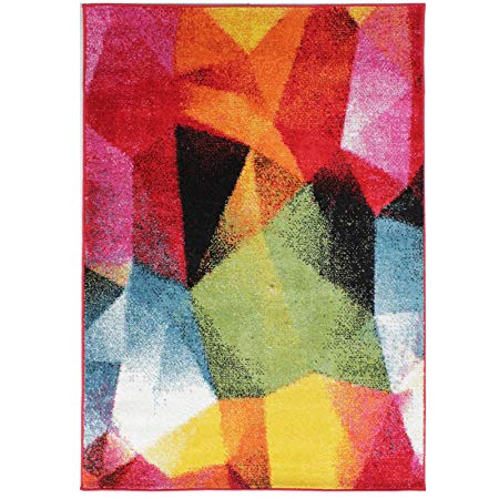 Just Contempo Colourful Geometric Rug, Multicolour, 120x170 cm, Polypropylene Multi, 120_x_170_cm