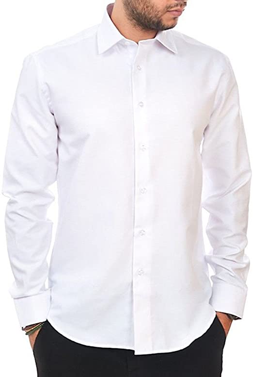 Amanti Men's Slim Fit Dress Shirt Convertible Cuff Solid