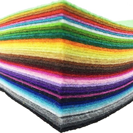 42pcs 6 x 6 inches (15cm x 15cm) Felt Fabric Sheet Assorted Color Felt Pack DIY Craft Squares Nonwoven