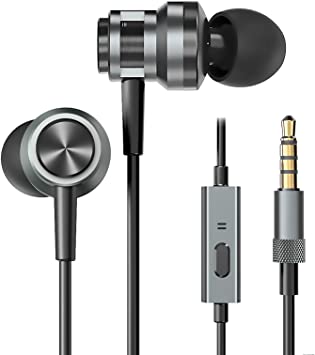 Earphones with Microphone, Vogek Earbuds with Mic and Powerful Bass Sound, Ergonomic Earphones with Noise Isolating and Call Controller for Exercise, Office, Compatible with iPhone, Android, PC