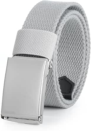 AWAYTR Boys Canvas Web Belts - Adjustable School Uniform Youth Belt Kids Golf Belt with Silver Flip-Top Buckle