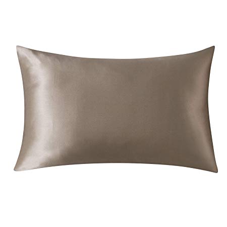 SLPBABY 100% Natural Pure Silk Pillowcase Hair Skin, Both Side 19 Momme Silk, Luxury Smooth Satin Pillowcase Cover Hidden Zipper (King, Taupe)