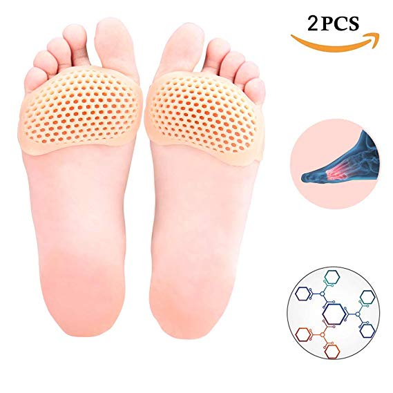 Metatarsal Pads Ball of Foot Cushions, Lcat Breathable Soft Gel Ball of Foot Pads for Women and Men Mortons Neuroma Callus Metatarsal Foot Pain Relief Bunion Forefoot Cushioning Relief