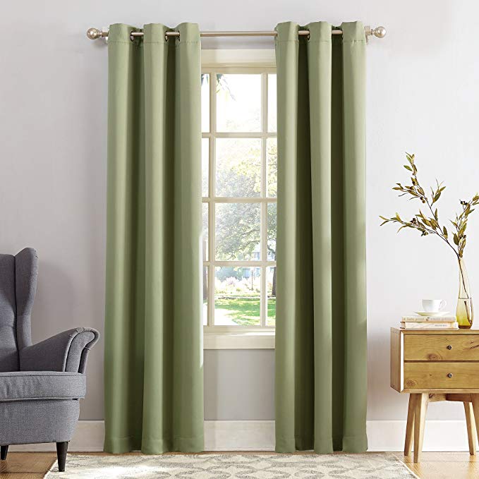 Sun Zero Easton Blackout Energy Efficient Grommet Curtain Panel, 40" x 63", Sage Green