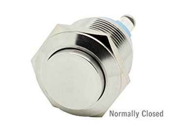 Alpinetech 19mm 3/4" Momentary NC Stainless Steel Metal Push Button Switch Screw Terminal Normally Closed
