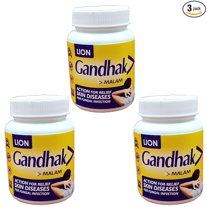 Lion Gandhak Malam Help for skin problem, Eczema, Itching | Pack of 3