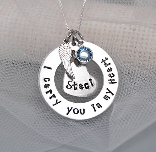 Memorial Jewelry, Pendant, Necklace,I Carry You In My Heart, Child loss, Lose of Loved One, Personalized