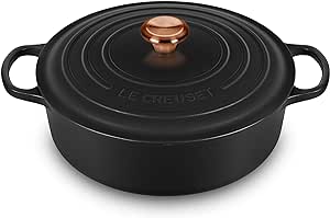 Le Creuset Signature 6.75-quart Round Wide Dutch Oven with Copper Knob (Licorice)