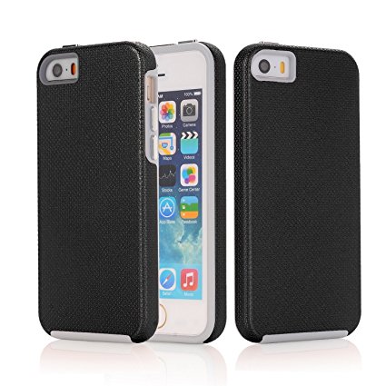 iPhone 5s Case, HOcase 2 Piece Hard TPU Bumper Protective Case for 4 inch iPhone 5s / iPhone 5 / iPhone SE - Black