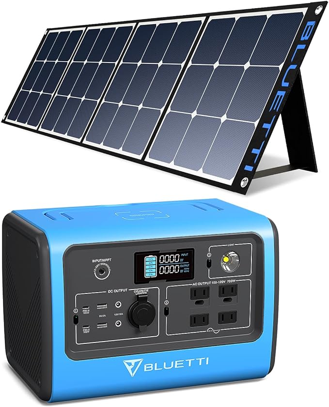 BLUETTI EB70S Portable Power Station with 200W Solar Panel, 716Wh/800W Solar Generator w/ 4 110V AC Outlets, Battery Backup for Camping Outdoor RV Power Outage Off-grid, Home Emergency