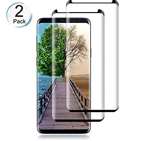 (Black) Galaxy S9 Screen Protector, LuettBiden [2 - Pack] Half Screen Tempered Glass Screen Protector [Case Friendly] [Anti-Scratch][Anti-Fingerprint][Bubble Free] Compatible Samsung Galaxy S9