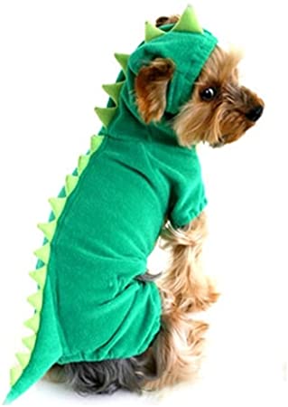 NACOCO Velvet Dinosaur Design Costume Dog Puppy Pet Clothes(Green,M)