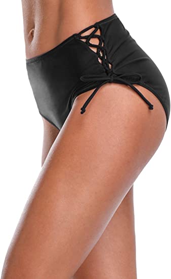 ATTRACO Women's Bikini Bottoms High Cut Swim Bottom Ruched Swimwear Briefs