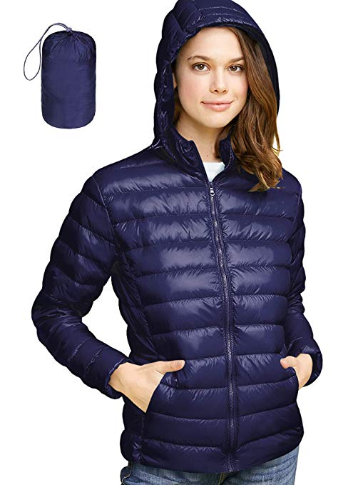 Come Together California CTC Women's Ultra Light Weight Packable Down Jacket with Removable Hoodie