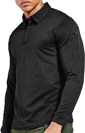 MIER Men's Outdoor Performance Tactical Polo Shirts Long and Short Sleeve, Moisture-Wicking